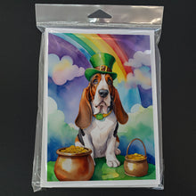 Load image into Gallery viewer, Basset Hound St Patrick's Day Greeting Cards - Blank Note Cards – 8-Pack of Artist-Designed Cards with Envelopes