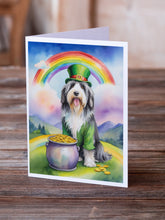 Load image into Gallery viewer, Bearded Collie St Patrick's Day Greeting Cards - Blank Note Cards – 8-Pack of Artist-Designed Cards with Envelopes