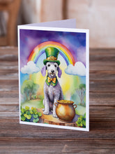 Load image into Gallery viewer, Bedlington Terrier St Patrick's Day Greeting Cards - Blank Note Cards – 8-Pack of Artist-Designed Cards with Envelopes