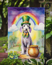 Load image into Gallery viewer, Bedlington Terrier St. Patrick’s Day Garden Flag – Dog with Pot of Gold &amp; Rainbow Yard Decor