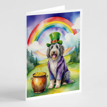 Load image into Gallery viewer, Bergamasco Sheepdog St Patrick's Day Greeting Cards - Blank Note Cards – 8-Pack of Artist-Designed Cards with Envelopes