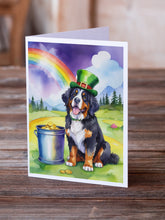 Load image into Gallery viewer, Bernese Mountain Dog St Patrick's Day Greeting Cards - Blank Note Cards – 8-Pack of Artist-Designed Cards with Envelopes