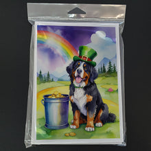 Load image into Gallery viewer, Bernese Mountain Dog St Patrick's Day Greeting Cards - Blank Note Cards – 8-Pack of Artist-Designed Cards with Envelopes