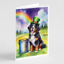 Load image into Gallery viewer, Bernese Mountain Dog St Patrick's Day Greeting Cards - Blank Note Cards – 8-Pack of Artist-Designed Cards with Envelopes