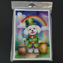 Load image into Gallery viewer, Bichon Frise St Patrick's Day Greeting Cards - Blank Note Cards – 8-Pack of Artist-Designed Cards with Envelopes