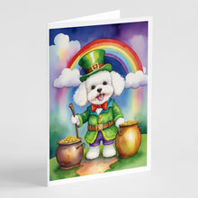 Load image into Gallery viewer, Bichon Frise St Patrick's Day Greeting Cards - Blank Note Cards – 8-Pack of Artist-Designed Cards with Envelopes