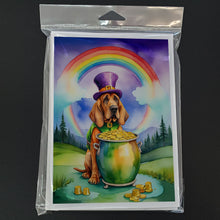 Load image into Gallery viewer, Bloodhound St Patrick's Day Greeting Cards - Blank Note Cards – 8-Pack of Artist-Designed Cards with Envelopes