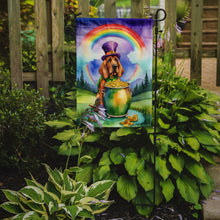 Load image into Gallery viewer, Bloodhound St. Patrick’s Day Garden Flag – Dog with Pot of Gold &amp; Rainbow Yard Decor
