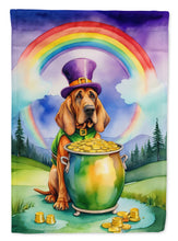 Load image into Gallery viewer, Bloodhound St. Patrick’s Day Garden Flag – Dog with Pot of Gold &amp; Rainbow Yard Decor