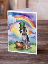Load image into Gallery viewer, Bluetick Coonhound St Patrick's Day Greeting Cards - Blank Note Cards – 8-Pack of Artist-Designed Cards with Envelopes