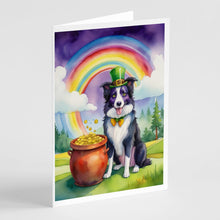 Load image into Gallery viewer, Border Collie St Patrick's Day Greeting Cards - Blank Note Cards – 8-Pack of Artist-Designed Cards with Envelopes