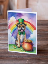 Load image into Gallery viewer, Border Terrier St Patrick's Day Greeting Cards - Blank Note Cards – 8-Pack of Artist-Designed Cards with Envelopes