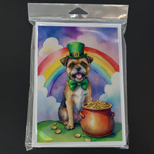 Load image into Gallery viewer, Border Terrier St Patrick's Day Greeting Cards - Blank Note Cards – 8-Pack of Artist-Designed Cards with Envelopes