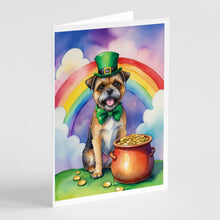 Load image into Gallery viewer, Border Terrier St Patrick's Day Greeting Cards - Blank Note Cards – 8-Pack of Artist-Designed Cards with Envelopes