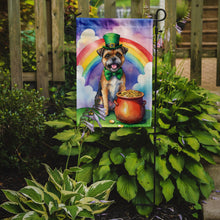 Load image into Gallery viewer, Border Terrier St. Patrick’s Day Garden Flag – Dog with Pot of Gold &amp; Rainbow Yard Decor