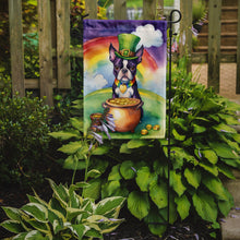 Load image into Gallery viewer, Boston Terrier St. Patrick’s Day Garden Flag – Dog with Pot of Gold &amp; Rainbow Yard Decor