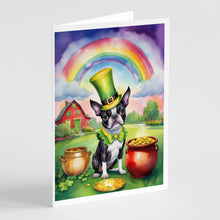 Load image into Gallery viewer, Boston Terrier St Patrick's Day Greeting Cards - Blank Note Cards – 8-Pack of Artist-Designed Cards with Envelopes