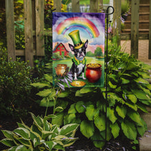 Load image into Gallery viewer, Boston Terrier St. Patrick’s Day Garden Flag – Dog with Pot of Gold &amp; Rainbow Yard Decor