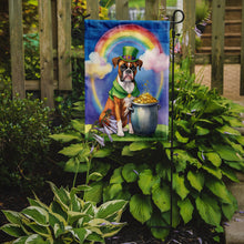 Load image into Gallery viewer, Boxer St. Patrick’s Day Garden Flag – Dog with Pot of Gold &amp; Rainbow Yard Decor