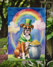 Load image into Gallery viewer, Boxer St. Patrick’s Day Garden Flag – Dog with Pot of Gold &amp; Rainbow Yard Decor