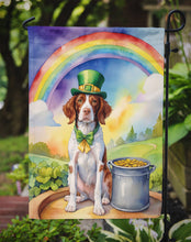 Load image into Gallery viewer, Brittany Spaniel St. Patrick’s Day Garden Flag – Dog with Pot of Gold &amp; Rainbow Yard Decor
