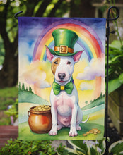 Load image into Gallery viewer, Bull Terrier St. Patrick’s Day Garden Flag – Dog with Pot of Gold &amp; Rainbow Yard Decor