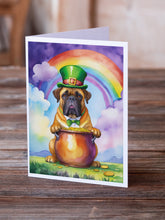 Load image into Gallery viewer, Bullmastiff St Patrick's Day Greeting Cards - Blank Note Cards – 8-Pack of Artist-Designed Cards with Envelopes