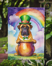 Load image into Gallery viewer, Bullmastiff St. Patrick’s Day Garden Flag – Dog with Pot of Gold &amp; Rainbow Yard Decor