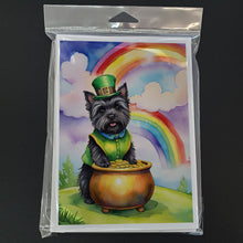 Load image into Gallery viewer, Cairn Terrier St Patrick's Day Greeting Cards - Blank Note Cards – 8-Pack of Artist-Designed Cards with Envelopes