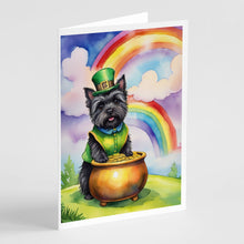 Load image into Gallery viewer, Cairn Terrier St Patrick's Day Greeting Cards - Blank Note Cards – 8-Pack of Artist-Designed Cards with Envelopes