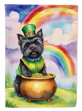 Load image into Gallery viewer, Cairn Terrier St. Patrick’s Day Garden Flag – Dog with Pot of Gold &amp; Rainbow Yard Decor