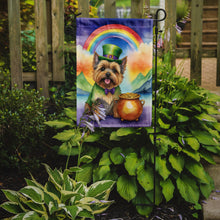 Load image into Gallery viewer, Cairn Terrier St. Patrick’s Day Garden Flag – Dog with Pot of Gold &amp; Rainbow Yard Decor