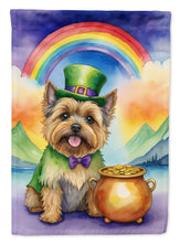 Load image into Gallery viewer, Cairn Terrier St. Patrick’s Day Garden Flag – Dog with Pot of Gold &amp; Rainbow Yard Decor