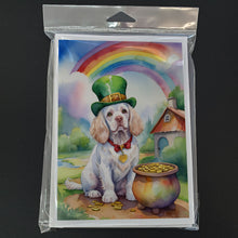 Load image into Gallery viewer, Clumber Spaniel St Patrick's Day Greeting Cards - Blank Note Cards – 8-Pack of Artist-Designed Cards with Envelopes