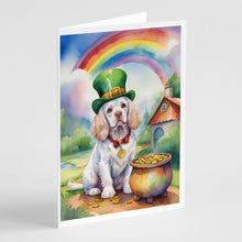 Load image into Gallery viewer, Clumber Spaniel St Patrick's Day Greeting Cards - Blank Note Cards – 8-Pack of Artist-Designed Cards with Envelopes