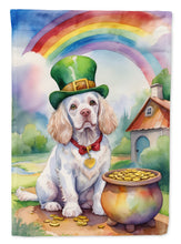 Load image into Gallery viewer, Clumber Spaniel St. Patrick’s Day Garden Flag – Dog with Pot of Gold &amp; Rainbow Yard Decor