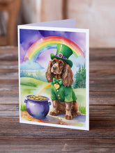Load image into Gallery viewer, Cocker Spaniel St Patrick's Day Greeting Cards - Blank Note Cards – 8-Pack of Artist-Designed Cards with Envelopes