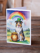 Load image into Gallery viewer, Collie St Patrick's Day Greeting Cards - Blank Note Cards – 8-Pack of Artist-Designed Cards with Envelopes