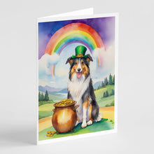 Load image into Gallery viewer, Collie St Patrick's Day Greeting Cards - Blank Note Cards – 8-Pack of Artist-Designed Cards with Envelopes