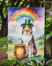 Load image into Gallery viewer, Collie St. Patrick’s Day Garden Flag – Dog with Pot of Gold &amp; Rainbow Yard Decor