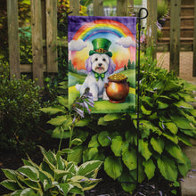 Load image into Gallery viewer, Coton de Tulear St. Patrick’s Day Garden Flag – Dog with Pot of Gold &amp; Rainbow Yard Decor