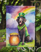 Load image into Gallery viewer, Curly-Coated Retriever St. Patrick’s Day Garden Flag – Dog with Pot of Gold &amp; Rainbow Yard Decor