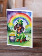 Load image into Gallery viewer, Dachshund St Patrick's Day Greeting Cards - Blank Note Cards – 8-Pack of Artist-Designed Cards with Envelopes