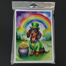 Load image into Gallery viewer, Dachshund St Patrick's Day Greeting Cards - Blank Note Cards – 8-Pack of Artist-Designed Cards with Envelopes