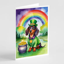 Load image into Gallery viewer, Dachshund St Patrick's Day Greeting Cards - Blank Note Cards – 8-Pack of Artist-Designed Cards with Envelopes