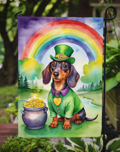 Load image into Gallery viewer, Dachshund St. Patrick’s Day Garden Flag – Dog with Pot of Gold &amp; Rainbow Yard Decor