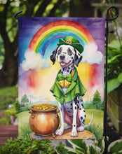 Load image into Gallery viewer, Dalmatian St. Patrick’s Day Garden Flag – Dog with Pot of Gold &amp; Rainbow Yard Decor