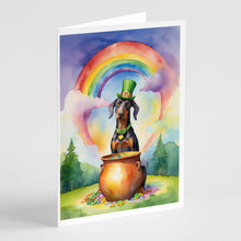 Load image into Gallery viewer, Doberman Pinscher St Patrick's Day Greeting Cards - Blank Note Cards – 8-Pack of Artist-Designed Cards with Envelopes