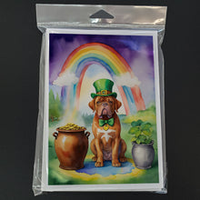 Load image into Gallery viewer, Dogue de Bordeaux St Patrick's Day Greeting Cards - Blank Note Cards – 8-Pack of Artist-Designed Cards with Envelopes