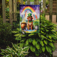 Load image into Gallery viewer, Dogue de Bordeaux St. Patrick’s Day Garden Flag – Dog with Pot of Gold &amp; Rainbow Yard Decor